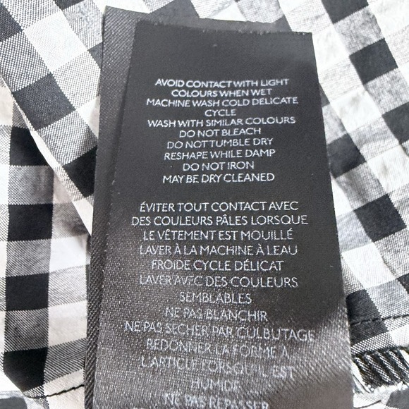 By Anthropologie One Shoulder Gingham Midi Dress Black White Cottagecore M - Picture 9 of 12